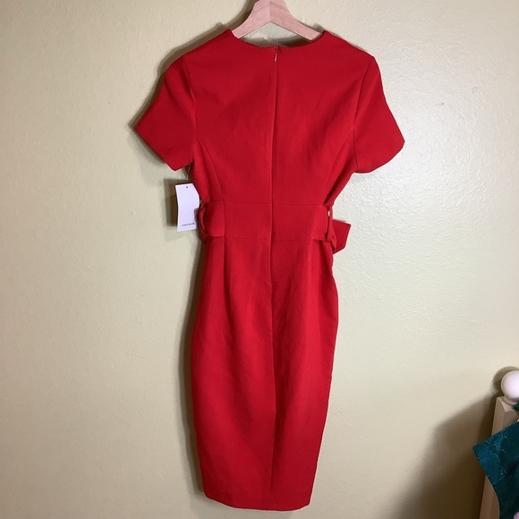 Zara Basics Red Belted Dress Size Small - Picture 3 of 13